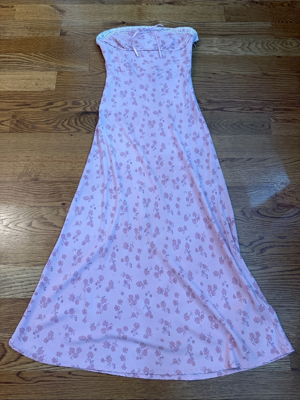Aeropostale Pink Floral Strapless Midi Dress Cottagecore Coquette Medium